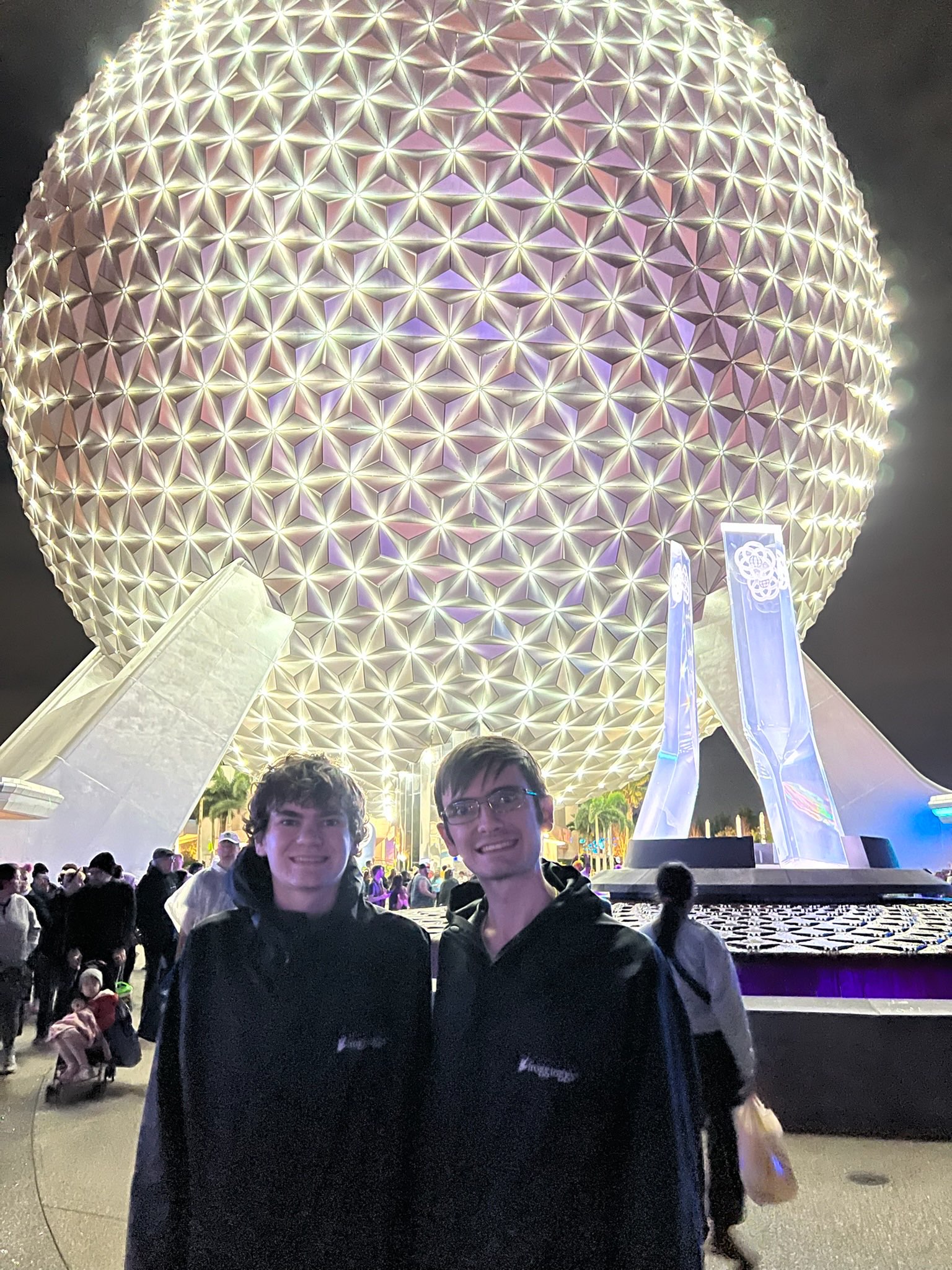 Nathan and I in front of Spaceship Earth